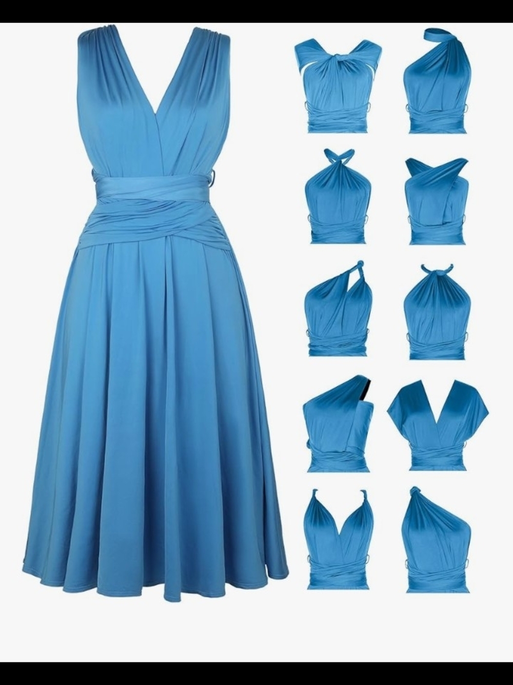 Popilush Blue Built In Shapewear Infinity Midi Dress Size Large NWT
